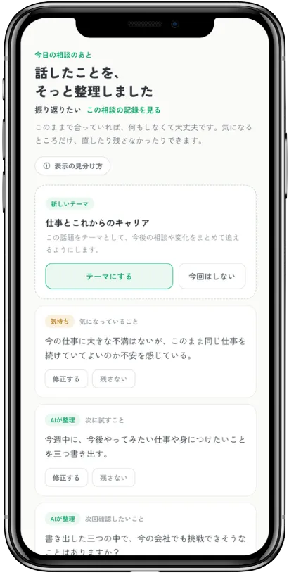 相談内容の整理画面
